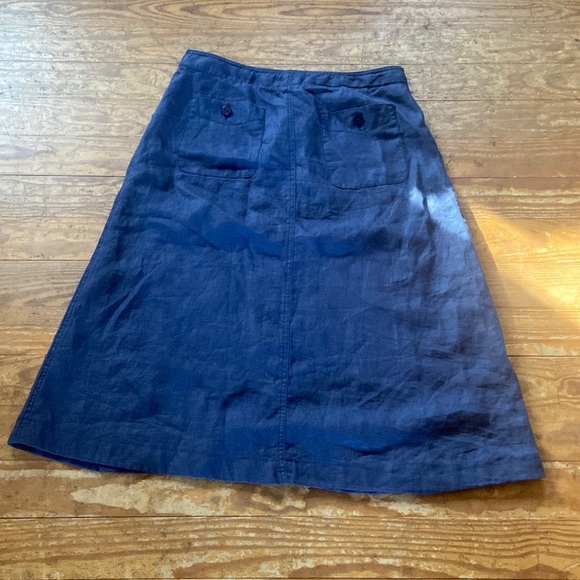 L.L. Bean Skirts Llbean Blue Linen Skirt With Pockets Poshmark
